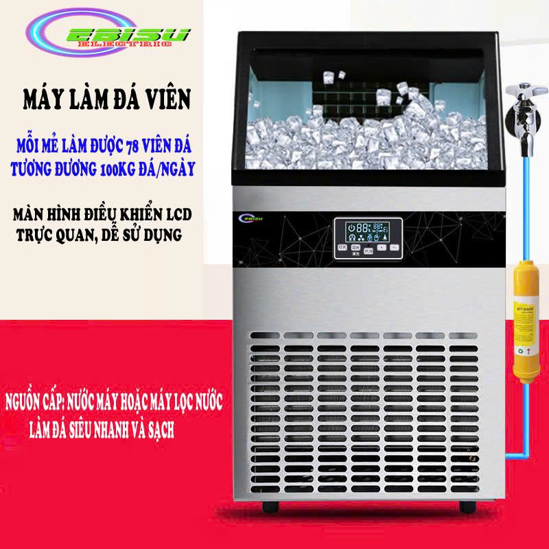 Máy làm đá viên Ebisu HZB-100FA công suất 100kg 1 ngày